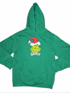 Grinch Holiday Green Hoodie - Graphic Santa Hat